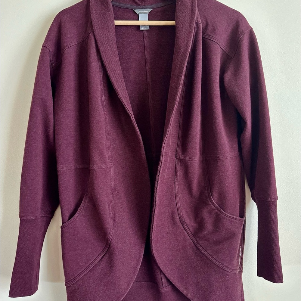 Eddie Bauer Maroon Open Front Cardigan